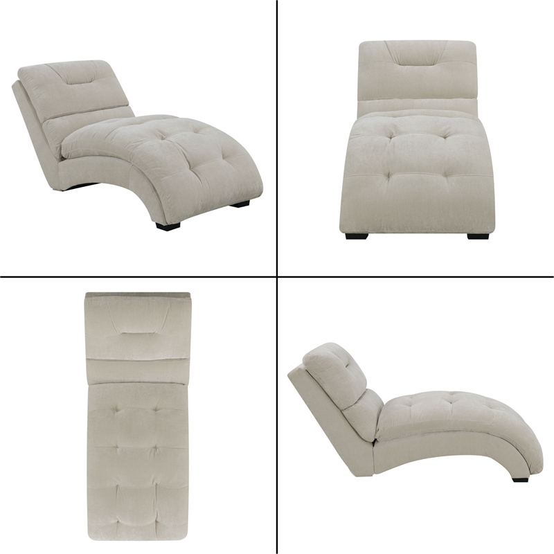 Pemberly Row Contemporary Arched Stitched Tufting Chaise In Amigo Linen