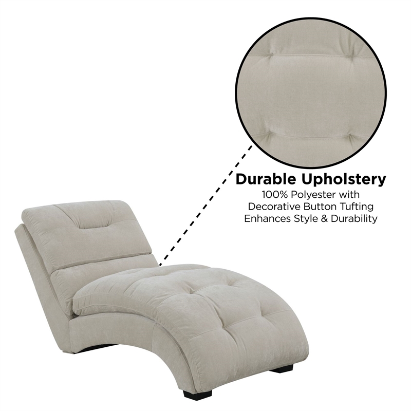 Pemberly Row Contemporary Arched Stitched Tufting Chaise In Amigo Linen
