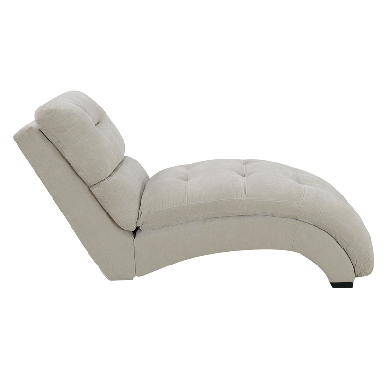 Pemberly Row Contemporary Arched Stitched Tufting Chaise In Amigo Linen