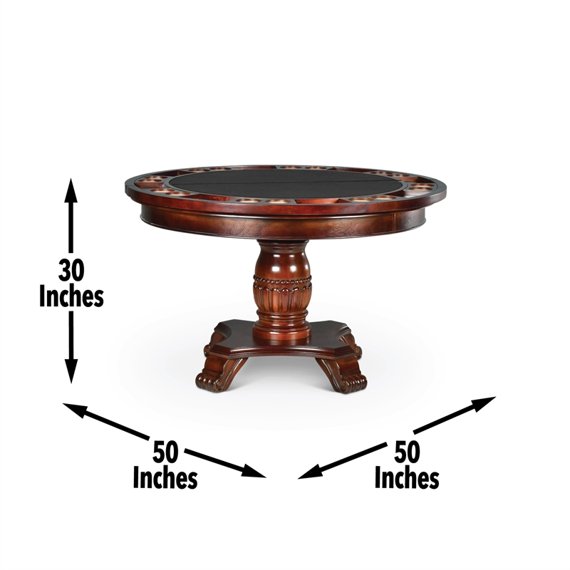 Pemberly Row Contemporary Black Top Poker Game Table in Cherry Finish