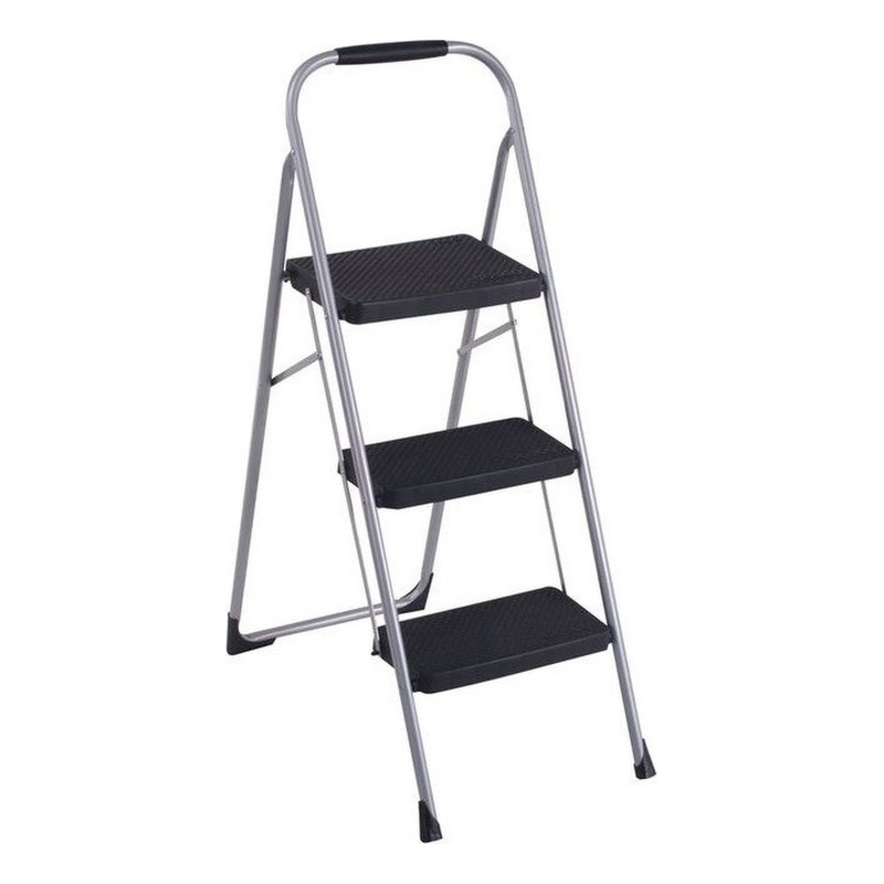 Pemberly Row Modern / Contemporary Metal Folding Step Stool in Black