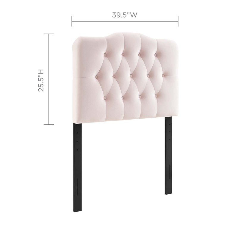 Pemberly Row Twin Diamond Tufted Performance Velvet Headboard in Pink