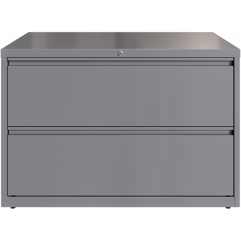 Pemberly Row 42in Wide 2 Drawer Metal Lateral Filing Cabinet Arctic Silver
