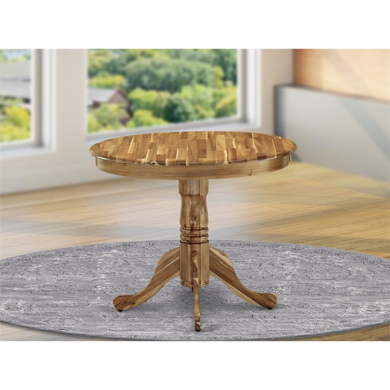 Pemberly Row Antique Round Acacia Wood Dining Table in Natural