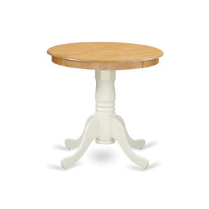 Pemberly Row Contemporary Round Rubber Wood Dining Table in Oak/White