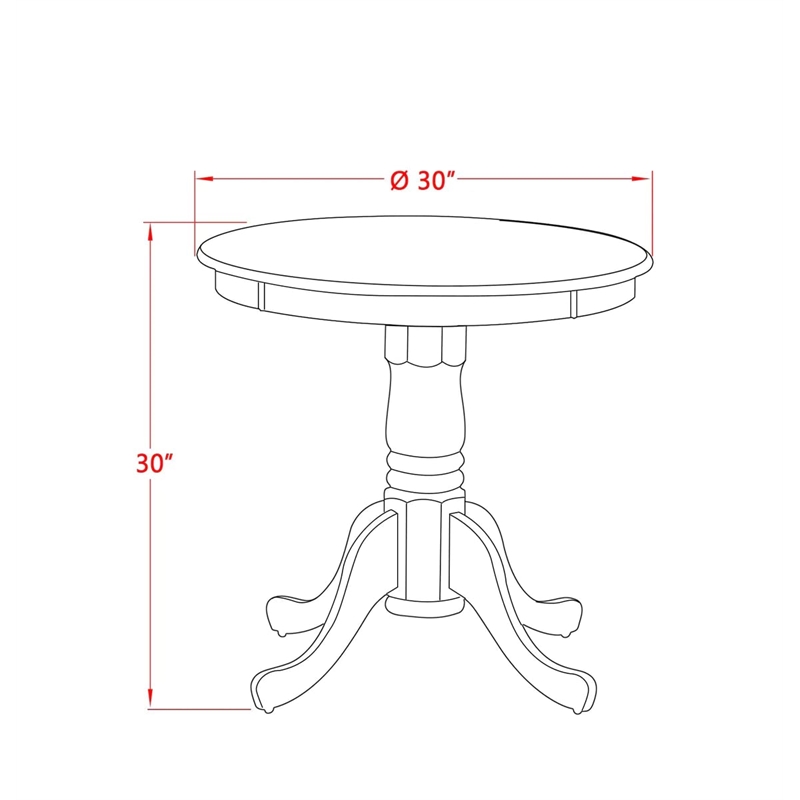 Pemberly Row Contemporary Round Rubber Wood Dining Table in Oak/White