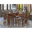 Pemberly Row 9-Piece Wood Dining Set with Stools in Mahogany