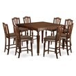 Pemberly Row 9-Piece Wood Dining Set with Stools in Mahogany