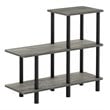 Pemberly Row Engineered Wood 3-Tier Cube Ladder Shelf in Oak Gray/Black