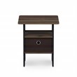 Pemberly Row Wood End Table with Bin Drawer in Columbia Walnut/Dark Brown