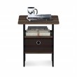 Pemberly Row Wood End Table with Bin Drawer in Columbia Walnut/Dark Brown