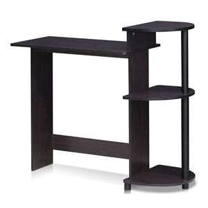 Pemberly Row Engineered Wood Compact Computer Desk with Shelves in Dark Walnut
