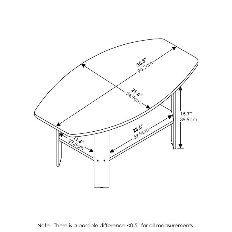 Pemberly Row Contemporary Engineered Wood Coffee Table in Dark Walnut