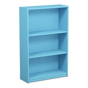Pemberly Row Wood 3-Tier Adjustable Shelf Bookcase in Light Blue