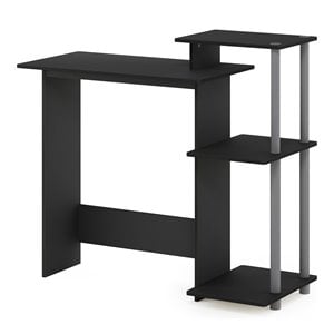 Pemberly Row Efficient Wood Home Laptop/Notebook/Computer Desk in Black/Gray