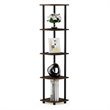 Pemberly Row Turn-N-Tube Wood 5 Tier Corner Display Rack in Walnut/Black