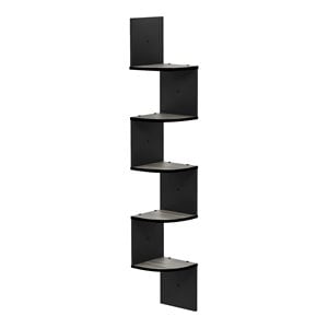 Pemberly Row Wood Wall Mount Floating Radial Corner Shelf in French Oak Gray