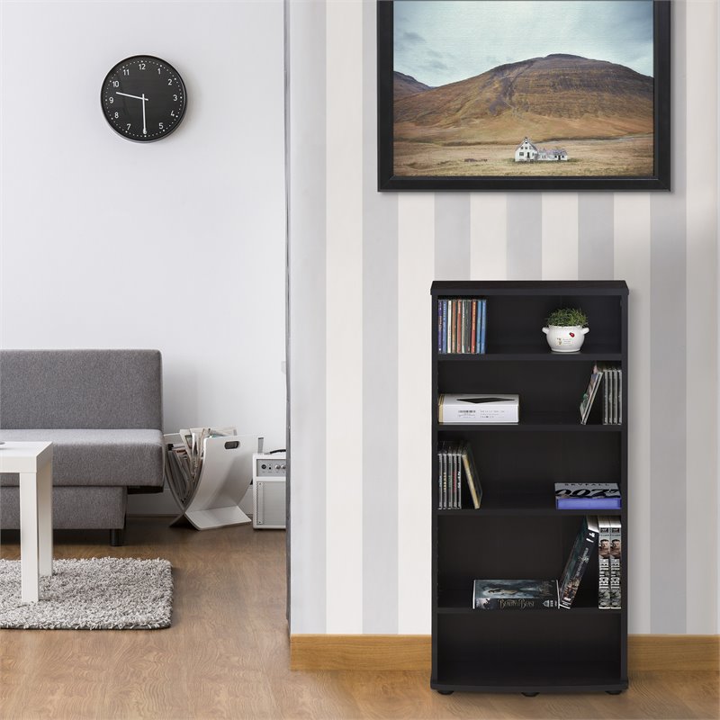 Pemberly Row Engineered Wood 4-Tier Multimedia Storage Tower in Espresso