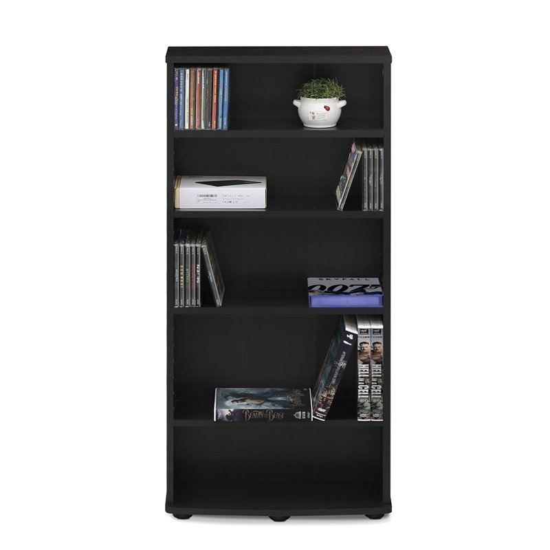 Pemberly Row Engineered Wood 4-Tier Multimedia Storage Tower in Espresso