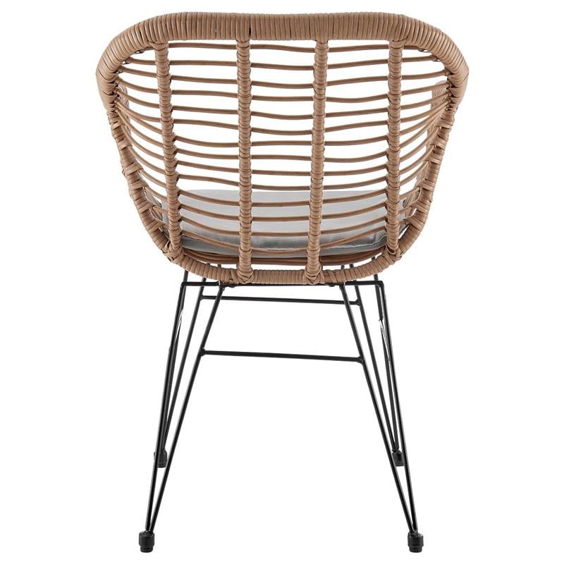 Pemberly Row 3-Piece Rattan Patio Conversation Set in Brown/Gray