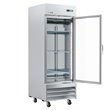 Pemberly Row Stainless Steel Upright Freezer with 3 Storage Shelves in Silver