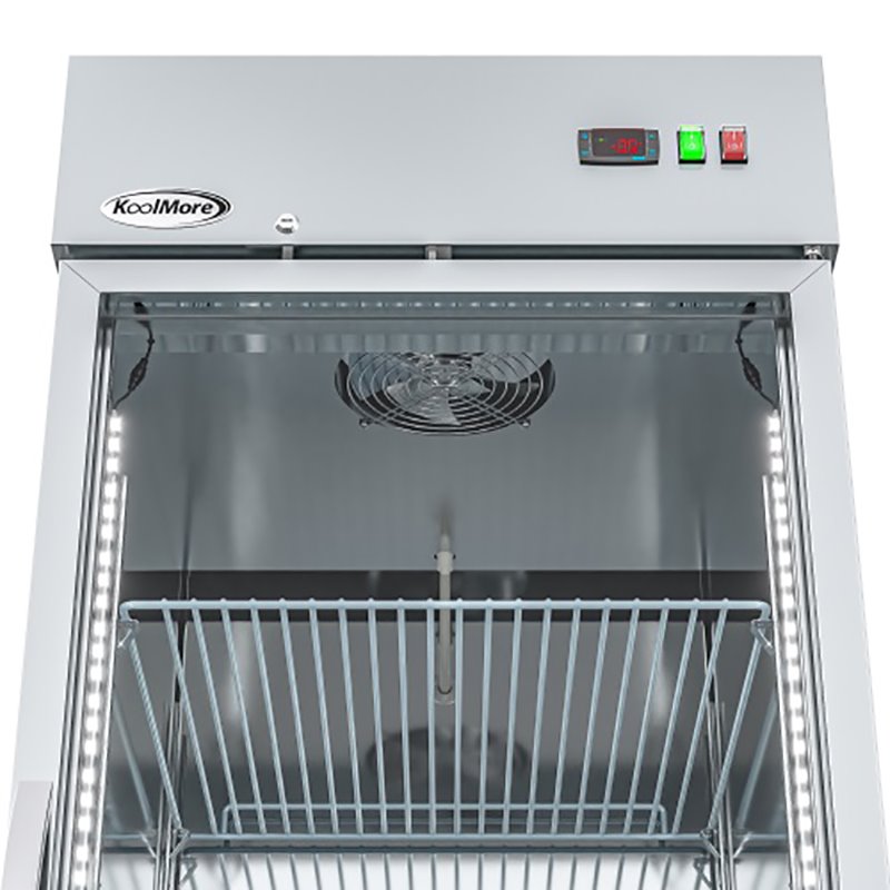 Pemberly Row Stainless Steel Upright Freezer with 3 Storage Shelves in Silver