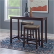 Pemberly Row Wood 3 Piece Counter Dining Set Beige Faux Leather Seats in Brown