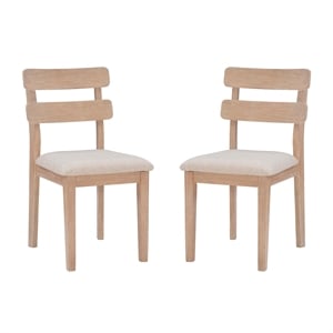 Pemberly Row Wood Set of 2 Upholstered Ladder Back Dining Chairs - Natural Brown