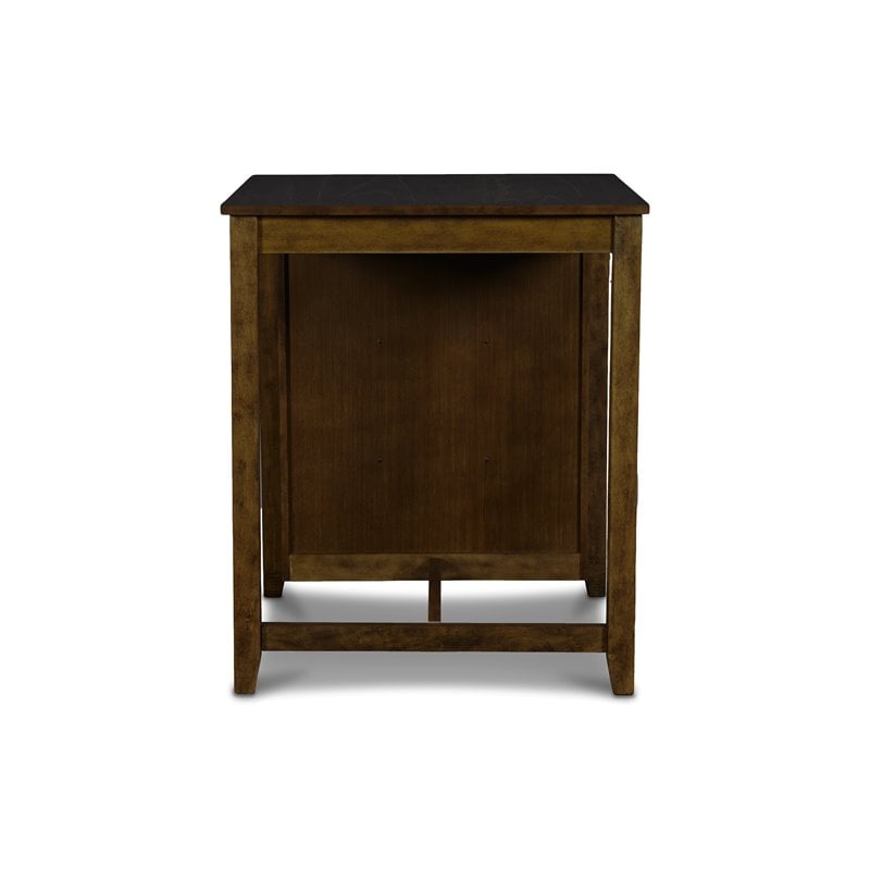 Pemberly Row Contemporary Solid Wood Counter Table w/ 2 Chairs in Brown