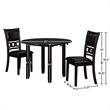 Pemberly Row Solid Wood Dining Drop Leaf Table w/ 2 Chairs in Ebony