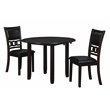 Pemberly Row Solid Wood Dining Drop Leaf Table w/ 2 Chairs in Ebony
