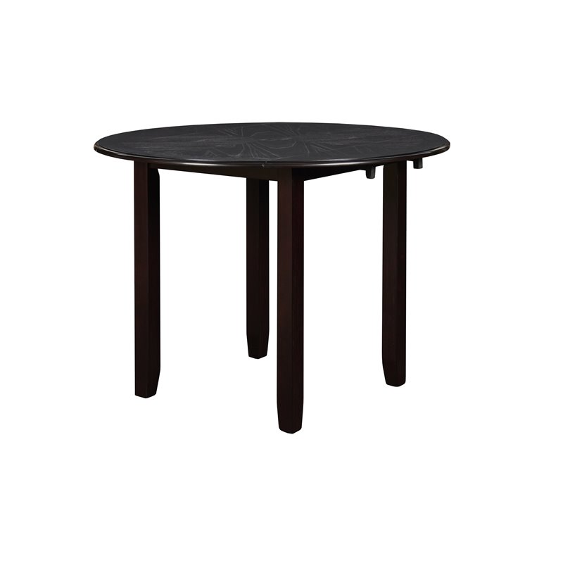 Pemberly Row Solid Wood Dining Drop Leaf Table w/ 2 Chairs in Ebony