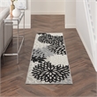 Pemberly Row 8' Runner Black White Fabric Tropical Area Rug (8' Runner)