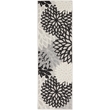 Pemberly Row 8' Runner Black White Fabric Tropical Area Rug (8' Runner)