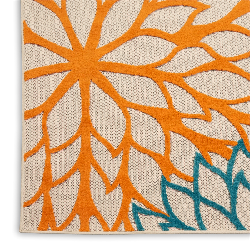 Pemberly Row 12' x 15' Green Fabric Tropical Area Rug (12' x 15')