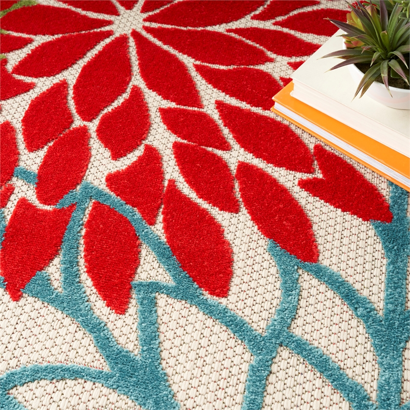 Pemberly Row 12' x 15' Green Fabric Tropical Area Rug (12' x 15')