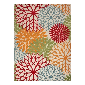 Pemberly Row 12' x 15' Green Fabric Tropical Area Rug (12' x 15')