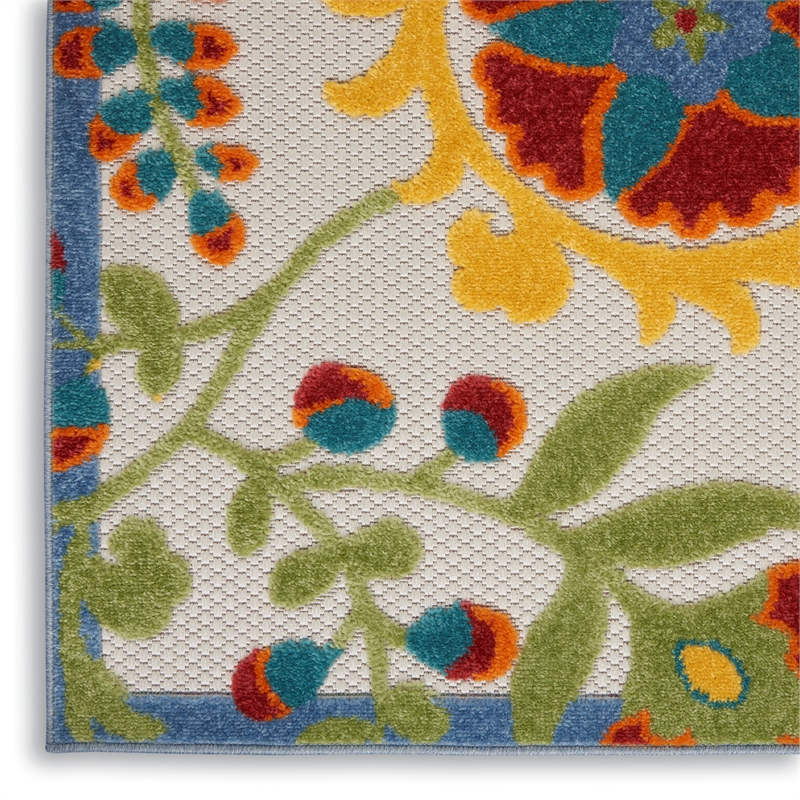 Pemberly Row 6' Runner Ivory Multicolor Fabric Farmhouse Area Rug (6' Runner)