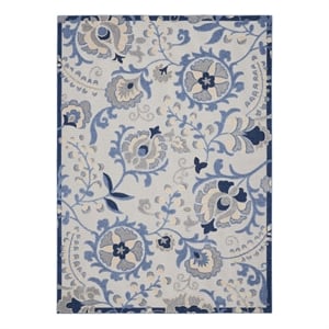 Pemberly Row 10' x 13' Blue Gray Fabric Farmhouse Area Rug (10' x 13')