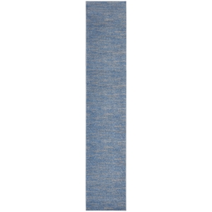 Pemberly Row Contemporary Fabric 2'2&quot x 12' Blue/Grey Outdoor Rug