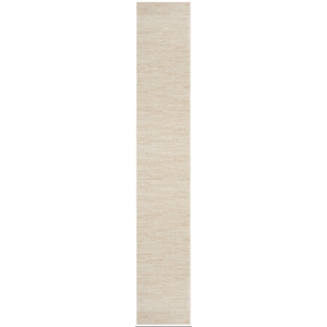 Pemberly Row Contemporary Fabric 2'2&quot x 16 Ivory Beige Outdoor Rug