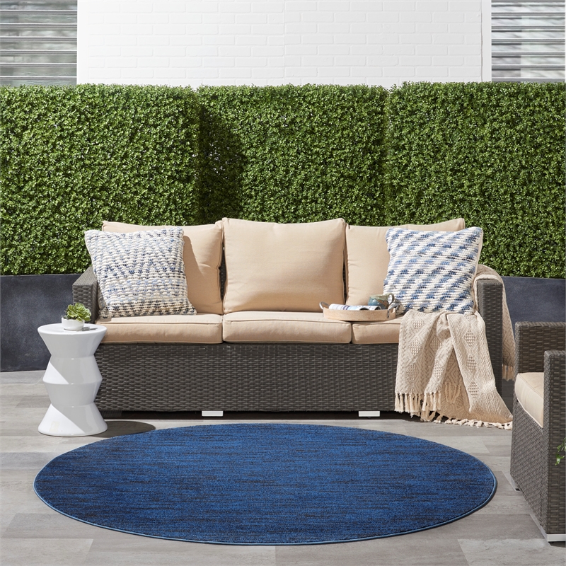 Pemberly Row 6' x ROUND Midnight Blue Outdoor Indoor/Outdoor Rug