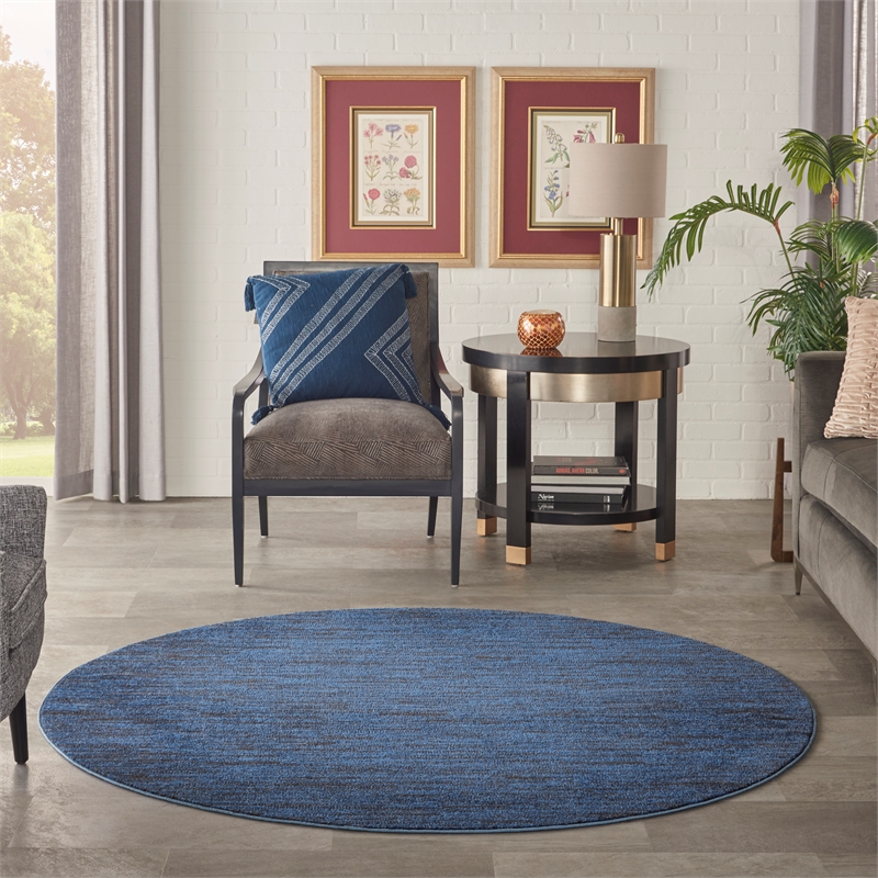 Pemberly Row 6' x ROUND Midnight Blue Outdoor Indoor/Outdoor Rug
