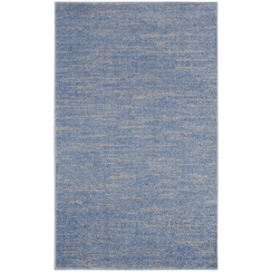 Pemberly Row Contemporary 3' x 5' Blue/Grey Outdoor Indoor/Outdoor Rug