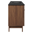 Pemberly Row Modern Wood Single Sink Bathroom Vanity in Walnut/Black