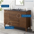 Pemberly Row Modern Wood Single Sink Bathroom Vanity in Walnut/Black