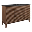 Pemberly Row Modern Wood Single Sink Bathroom Vanity in Walnut/Black