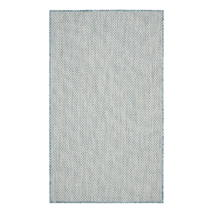Pemberly Row 3' x 5' Ivory Aqua Fabric Modern Area Rug (3' x 5')