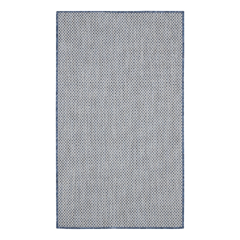Pemberly Row 3' x 5' Ivory Blue Fabric Modern Area Rug (3' x 5')
