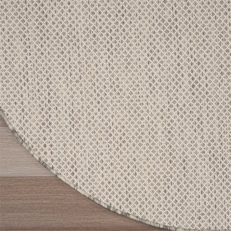 Pemberly Row Contemporary 3' x 5' Oval Ivory Silver Fabric Modern Rug